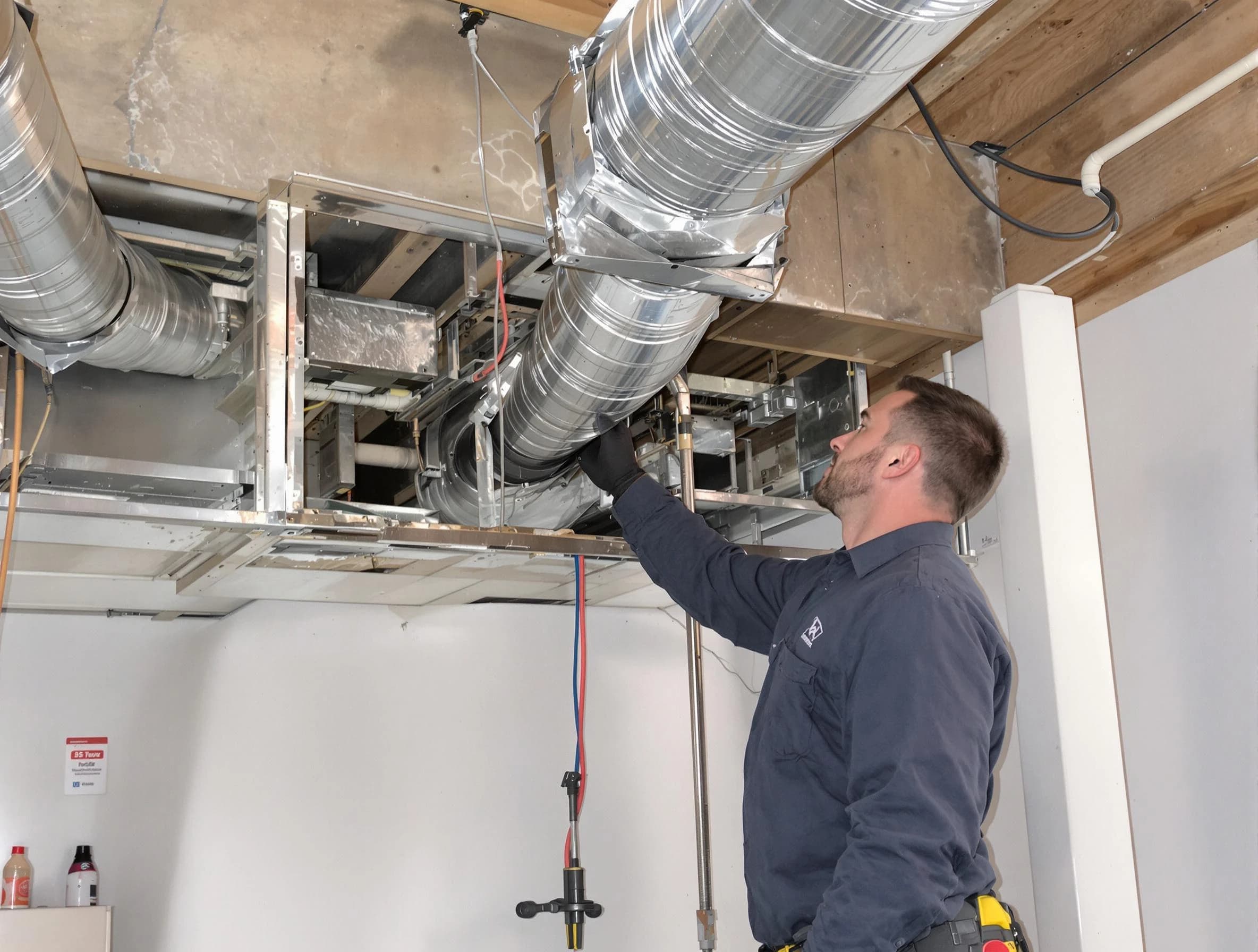 Apache Junction Air Duct Cleaning technician performing professional air duct repair using specialized tools in Apache Junction