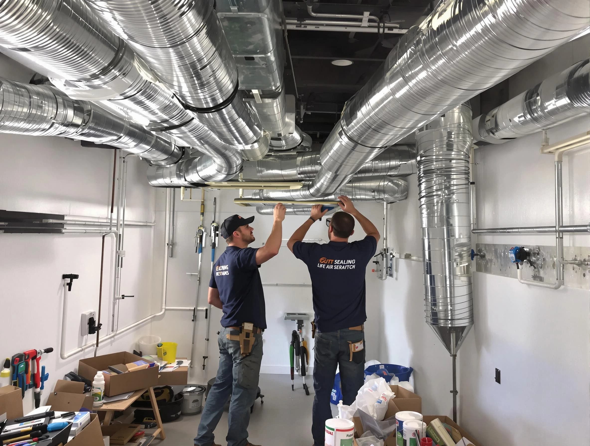 Apache Junction Air Duct Cleaning technician applying professional duct sealing solutions in Apache Junction