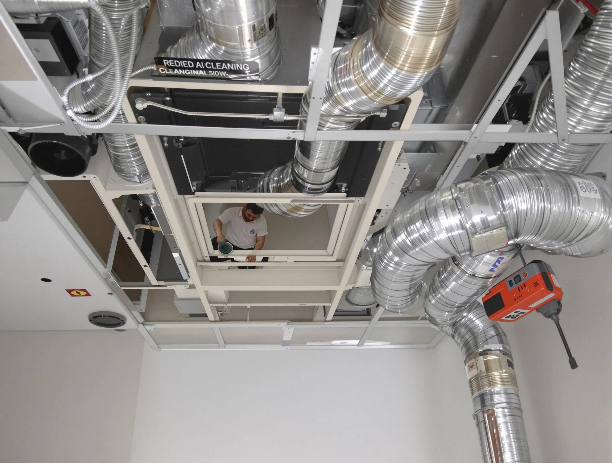 Apache Junction Air Duct Cleaning technician performing detailed central duct system cleaning in Apache Junction