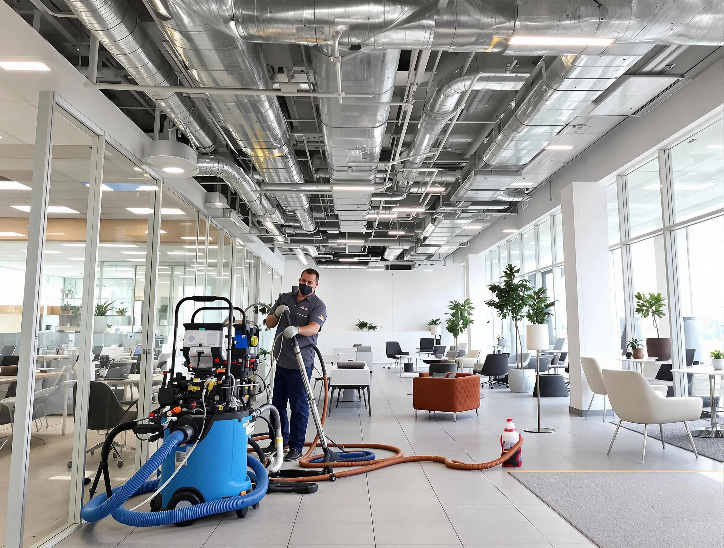 Apache Junction Air Duct Cleaning team conducting comprehensive commercial duct cleaning at a business location in Apache Junction
