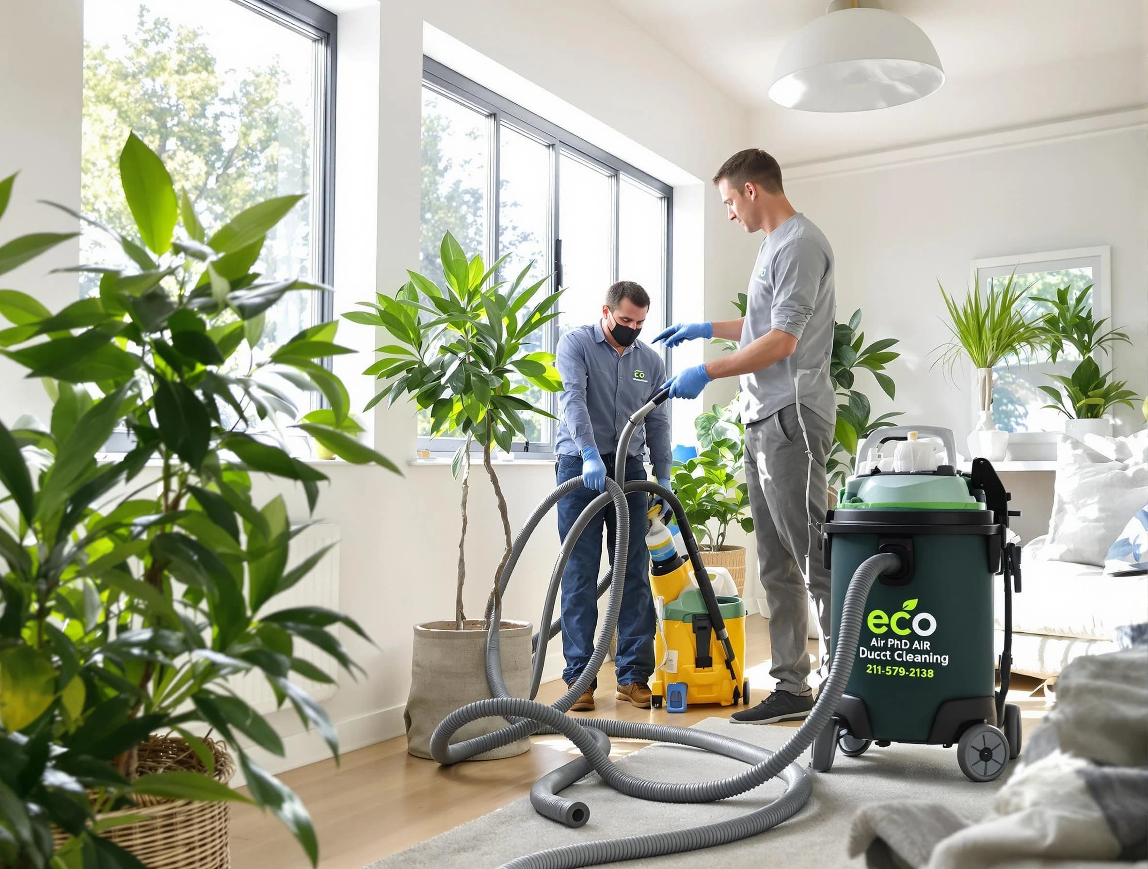 Apache Junction Air Duct Cleaning technician performing eco-friendly duct cleaning using sustainable methods in Apache Junction