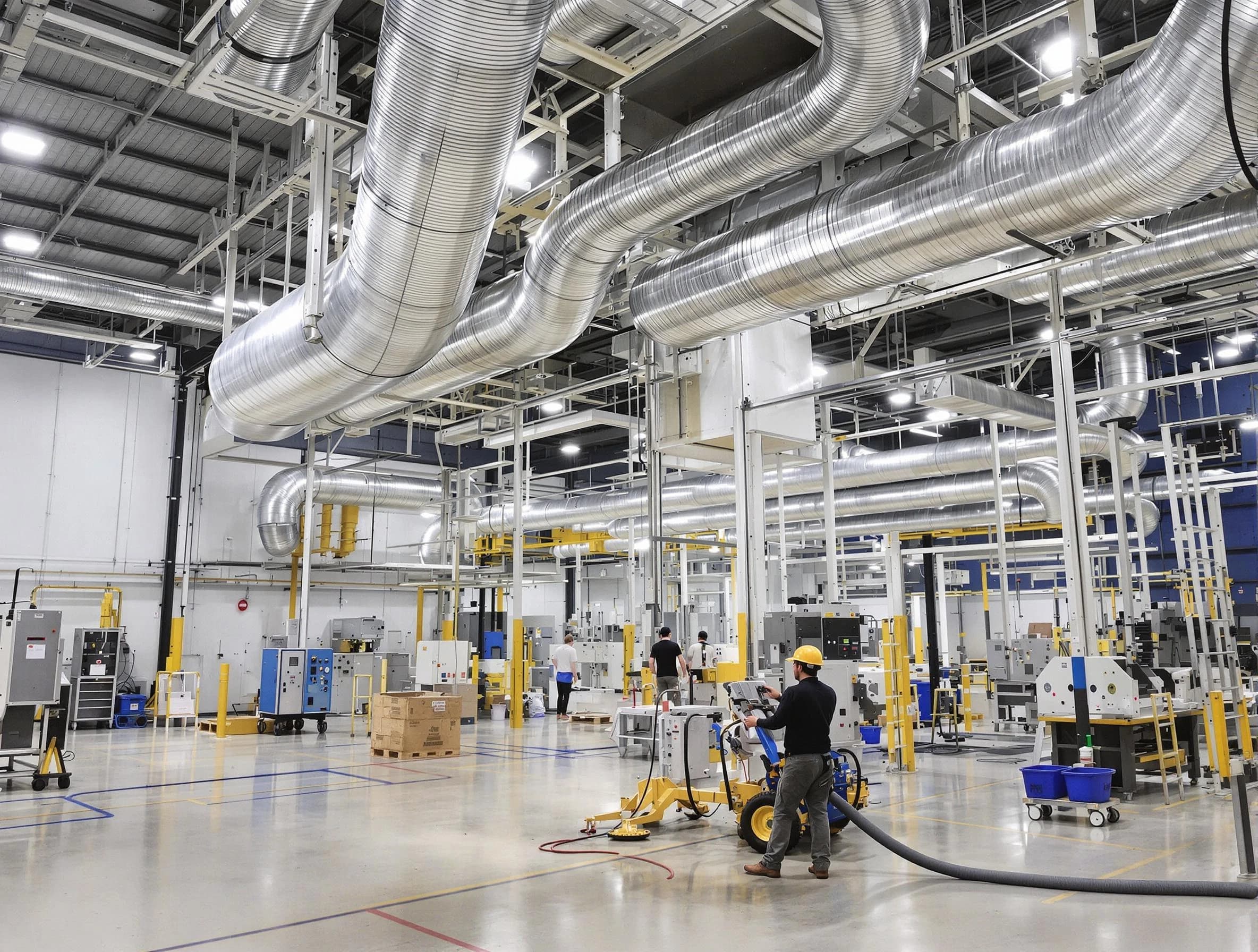 Apache Junction Air Duct Cleaning team performing comprehensive industrial duct cleaning at a large facility in Apache Junction