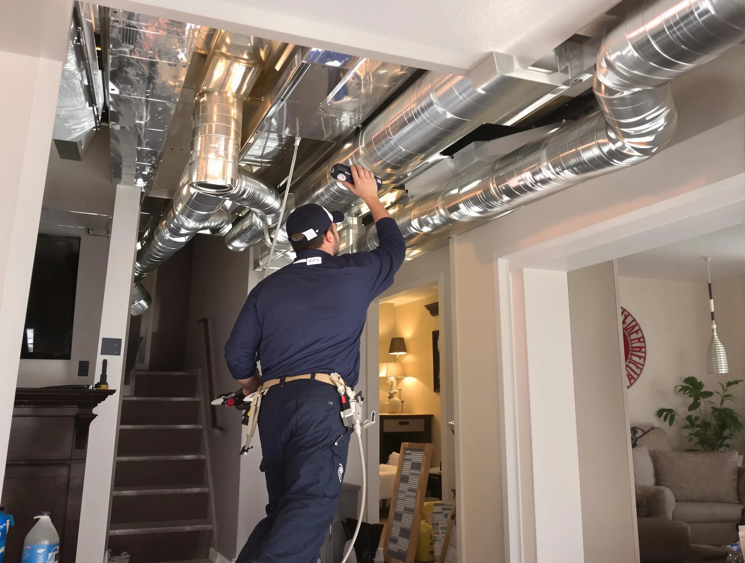 Apache Junction Air Duct Cleaning expert performing specialized duct cleaning in a mobile home in Apache Junction