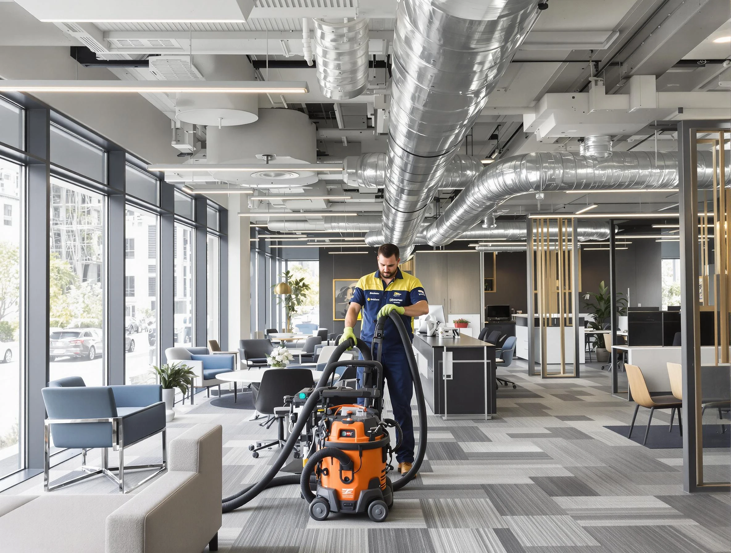 Apache Junction Air Duct Cleaning team performing thorough commercial duct cleaning at a Apache Junction business center